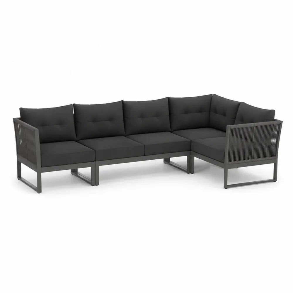 Garten Ecksofa L-Form Aluminium Anthrazit Dunkelgrau 260 cm x 200 cm x 75 cm mit Kissen rechteckig Outdoor