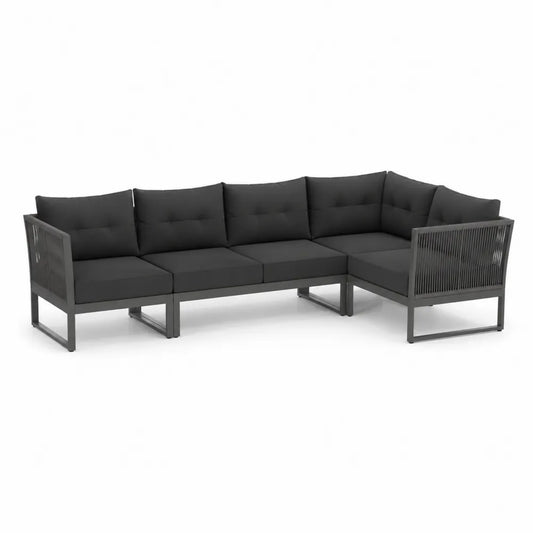 Garten Ecksofa L-Form Aluminium Anthrazit Dunkelgrau 260 cm x 200 cm x 75 cm mit Kissen rechteckig Outdoor